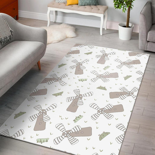 Windmill Pattern Background Area Rug