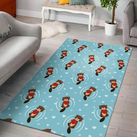 Otter Heart Pattern Area Rug