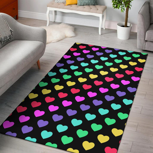 Heart Rainbow Pattern Print Design HE02 Area Rugs
