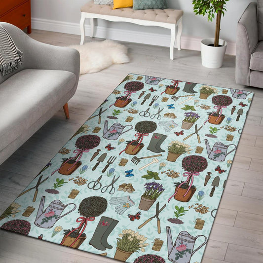 Gardening Pattern Print Design G01 Area Rugs