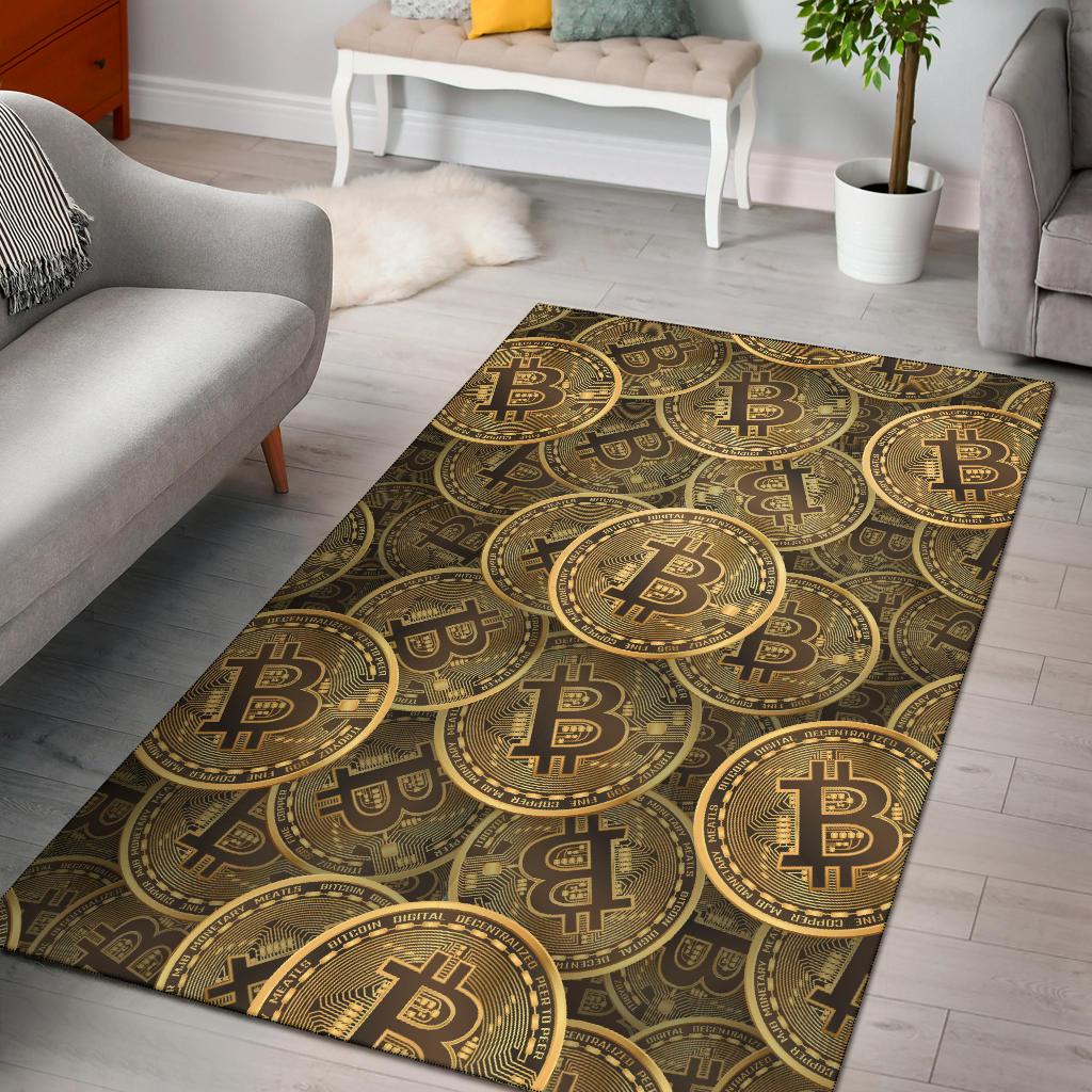 Bitcoin Pattern Print Design DO01 Area Rugs