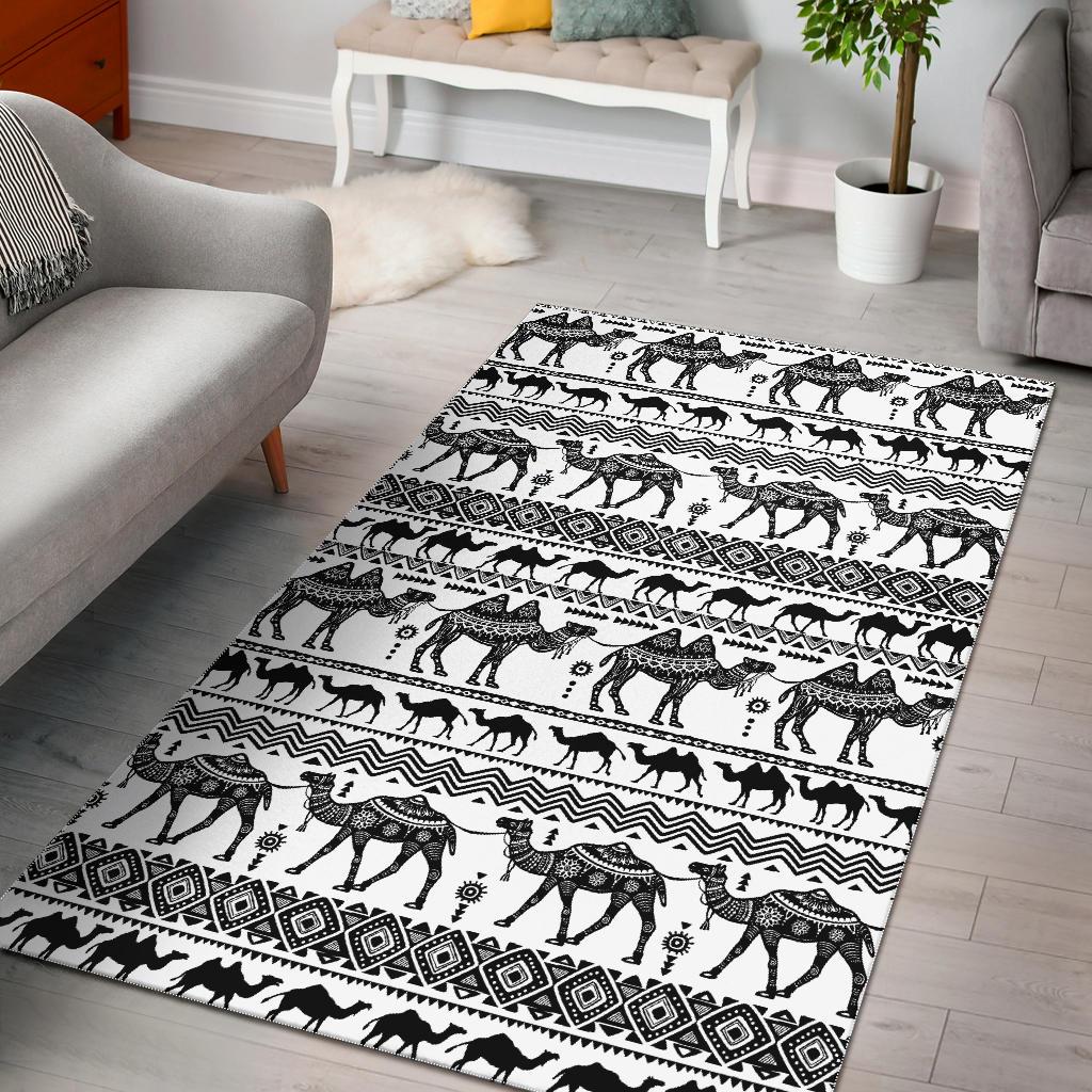 Camel polynesian tribal pattern Area Rug