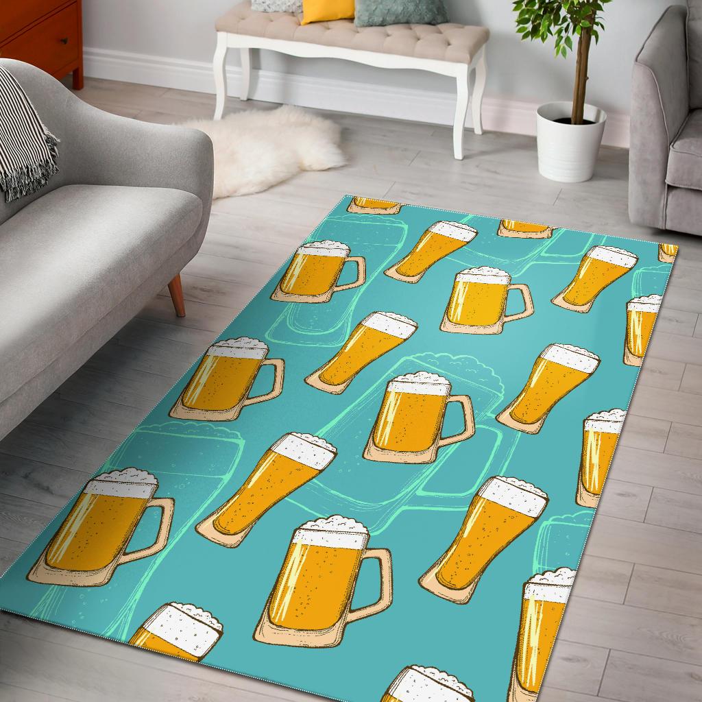 Beer pattern green background Area Rug