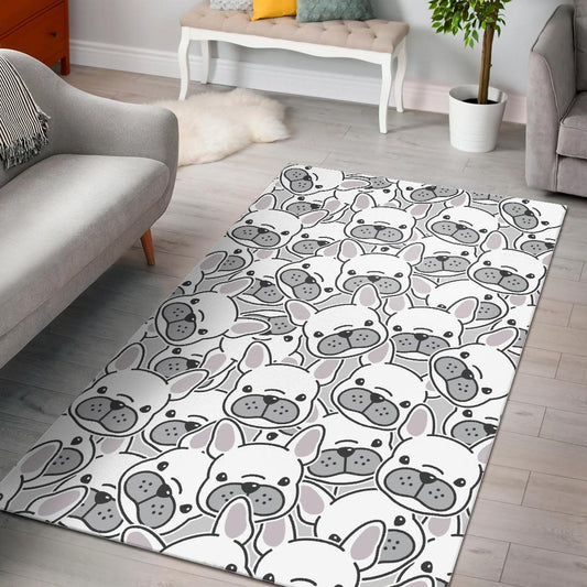 Cute french bulldog head pattern Area Rug