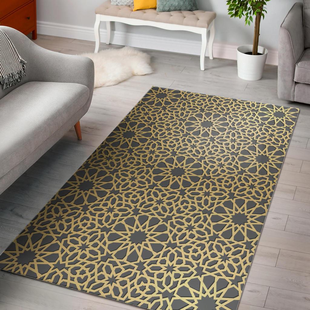arabic star gold pattern Area Rug