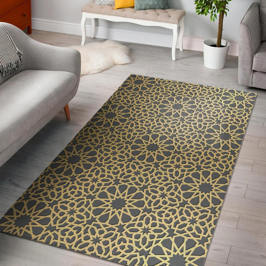 arabic star gold pattern Area Rug