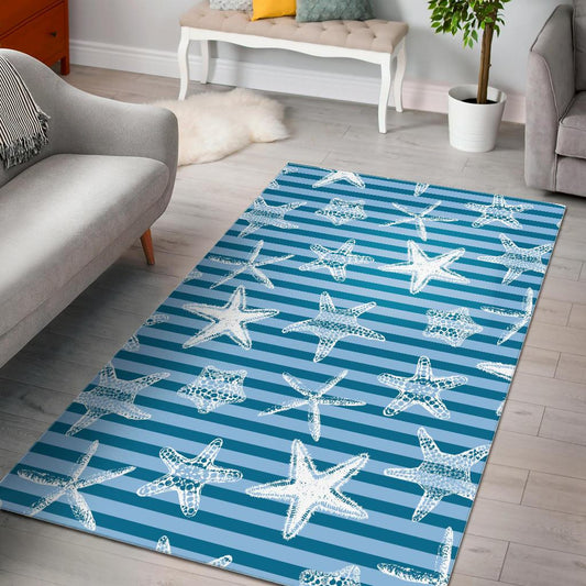 Starfish blue blackground Area Rug