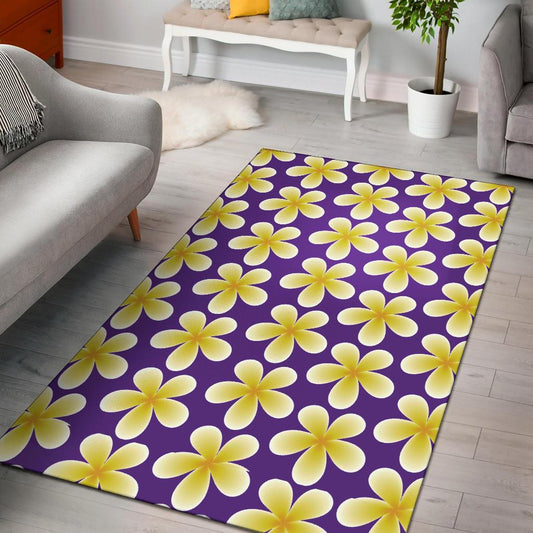 Yellow Plumeria Pattern Print Design PM05 Area Rugs