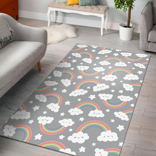 Cute rainbow clound star pattern Area Rug