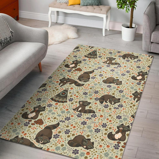 Raccoon Pattern Area Rug