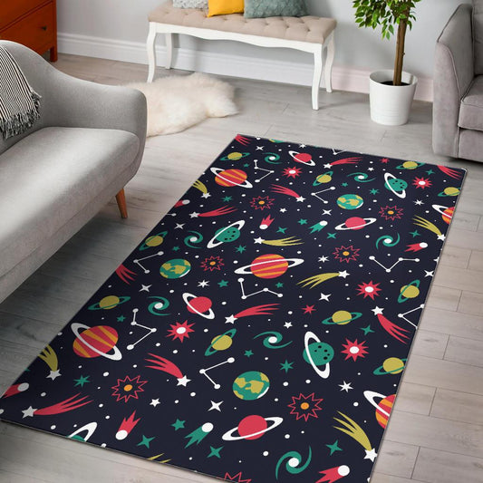 colorful space pattern planet star Area Rug
