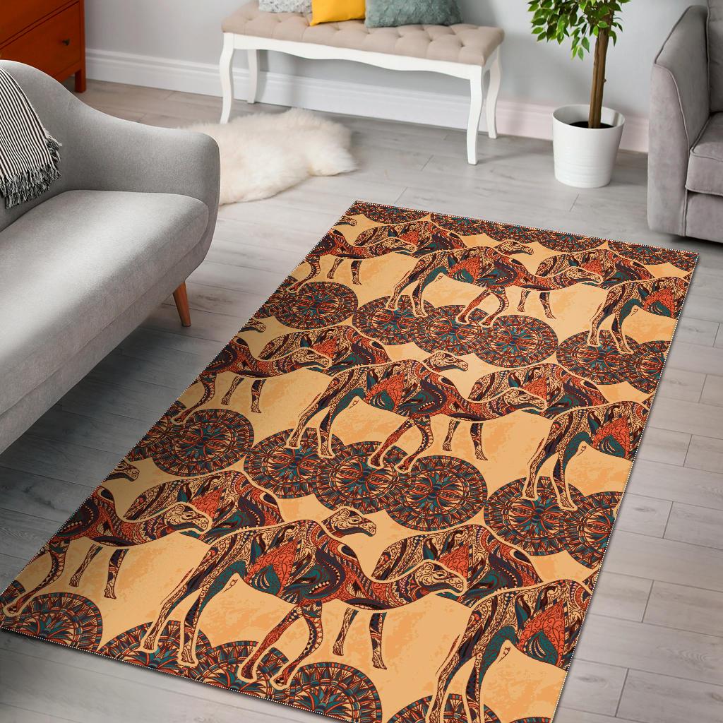 Camel polynesian tribal design pattern Area Rug