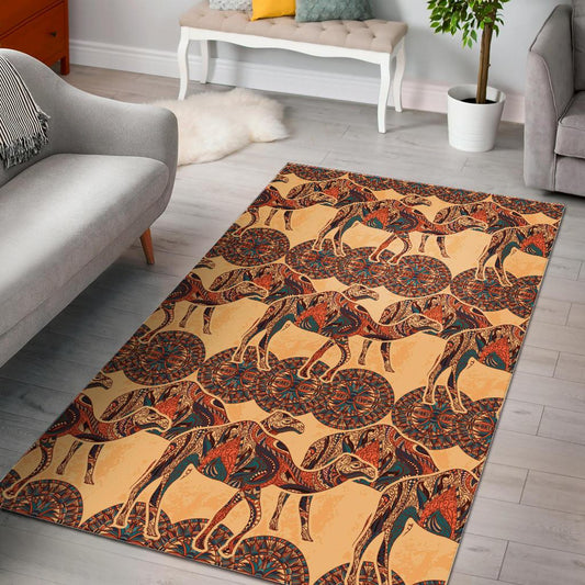 Camel polynesian tribal design pattern Area Rug