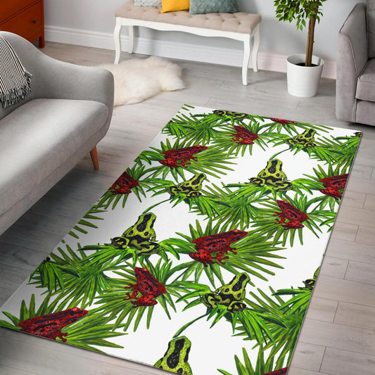 Green Red Frog Pattern Area Rug