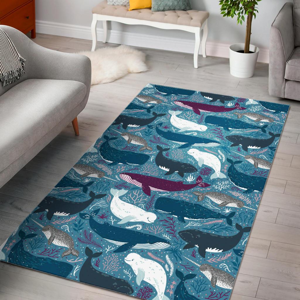 Whale design pattern Area Rug