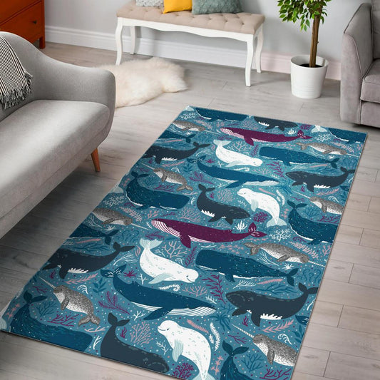 Whale design pattern Area Rug