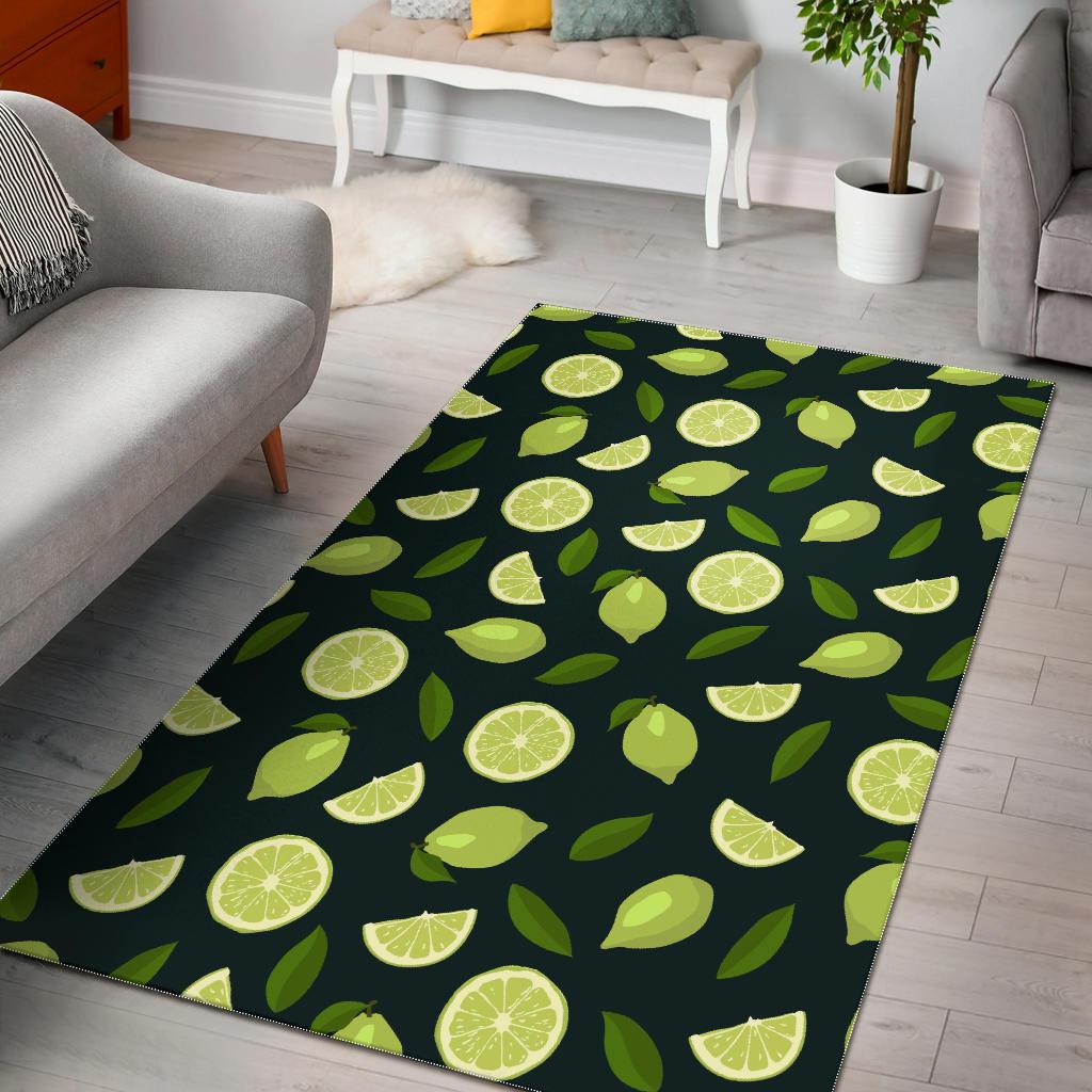 Lime Leaves Pattern Area Rug