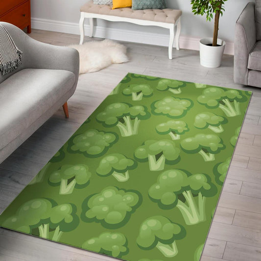 Broccoli pattern green background Area Rug