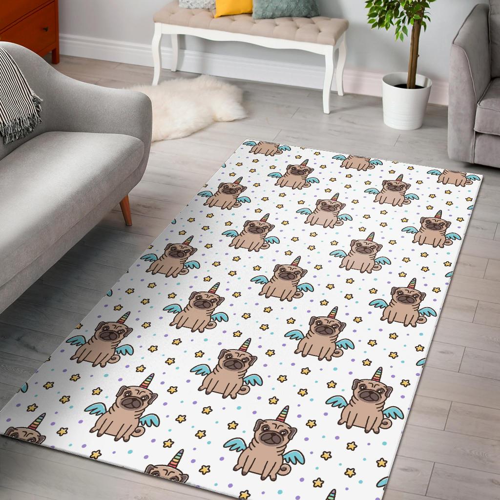 Unicorn Pug Pattern Area Rug