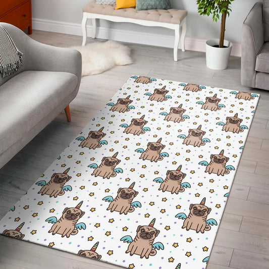 Unicorn Pug Pattern Area Rug