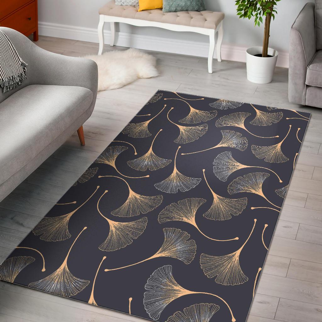 Gold ginkgo leaves Area Rug