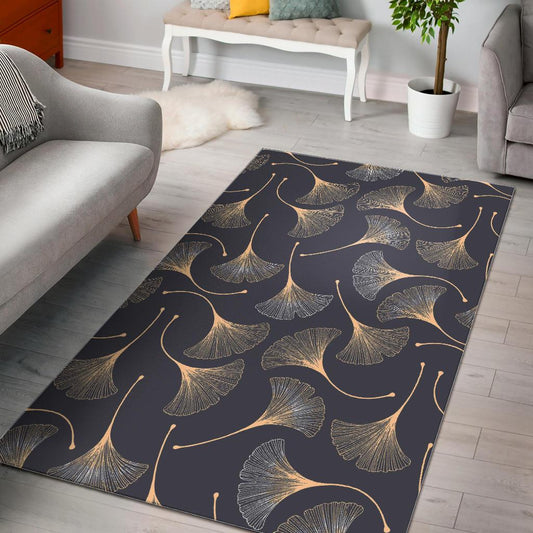 Gold ginkgo leaves Area Rug