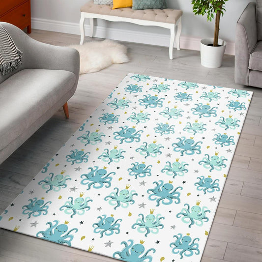 Octopus Blue Pattern Area Rug