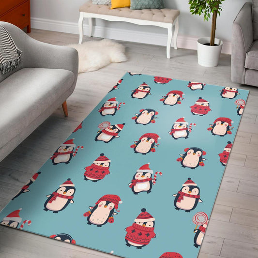 Cute penguin christmas  design pattern Area Rug