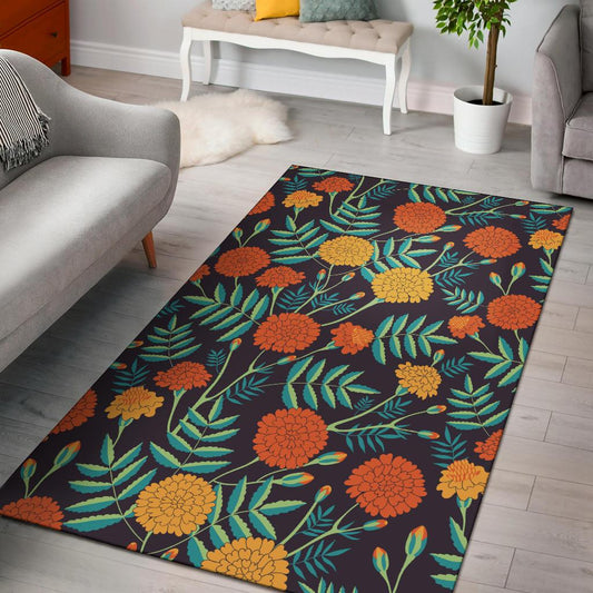 Marigold Pattern Print Design MR01 Area Rugs