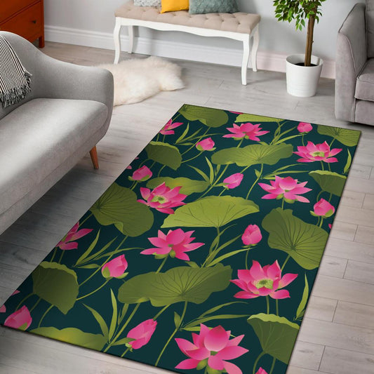 Water Lily Pattern Print Design WL09 Area Rugs