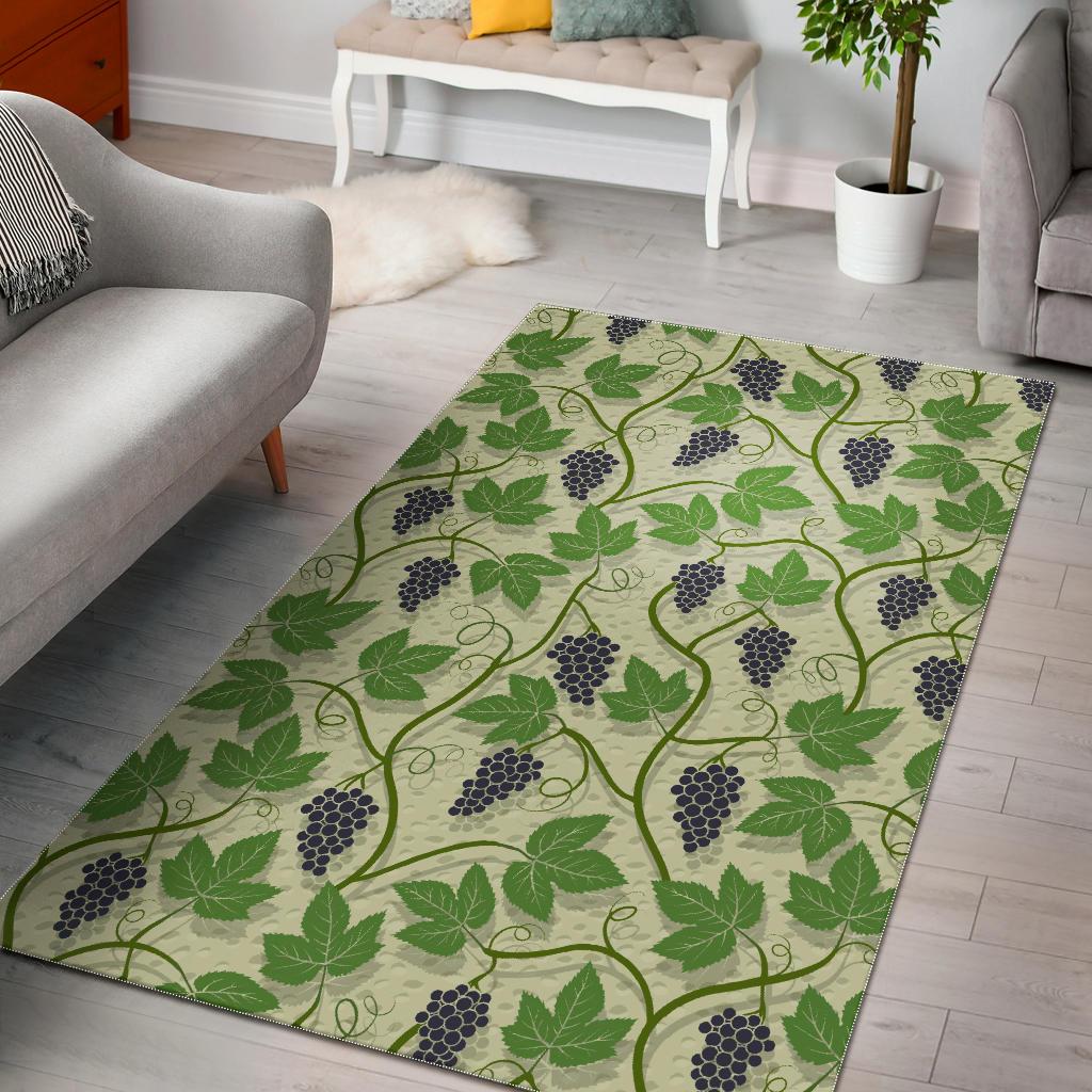 Grape Leaves Pattern Area Rug