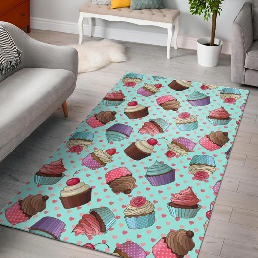 Cup Cake Heart Pattern Area Rug