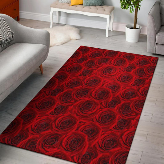 Rose Red Pattern Print Design RO04 Area Rugs