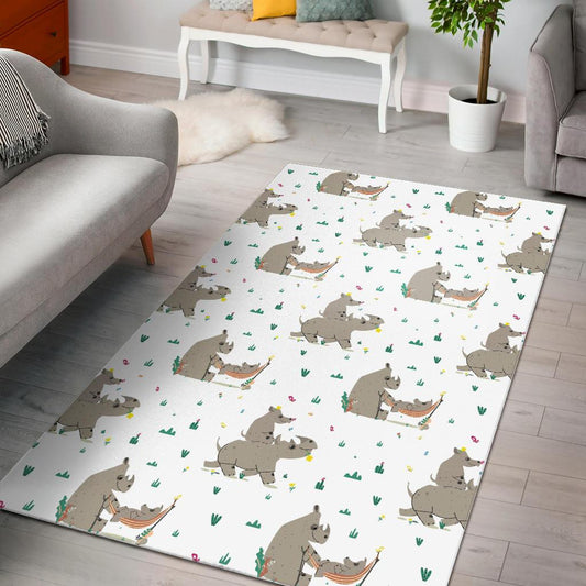 Cute Rhino pattern background Area Rug