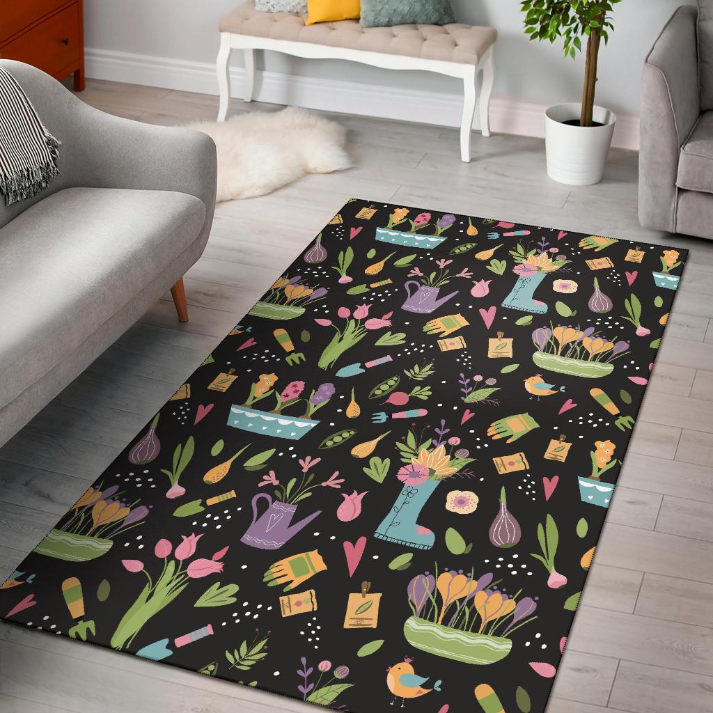 Gardening Pattern Print Design G03 Area Rugs