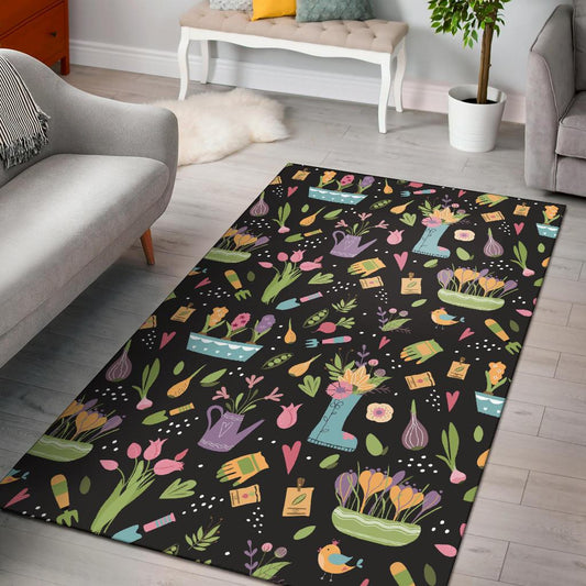 Gardening Pattern Print Design G03 Area Rugs
