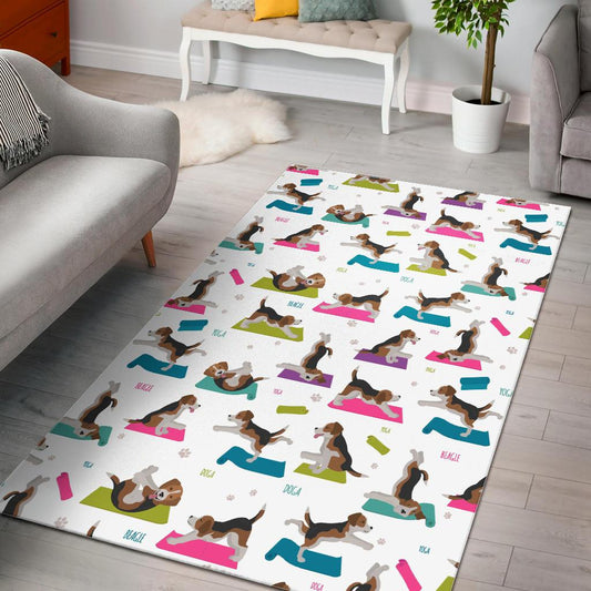 Beagle Yoga Pattern Area Rug