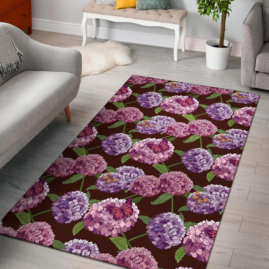 Hydrangea Pattern Print Design HD08 Area Rugs