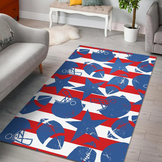 American football ball star stripes pattern Area Rug