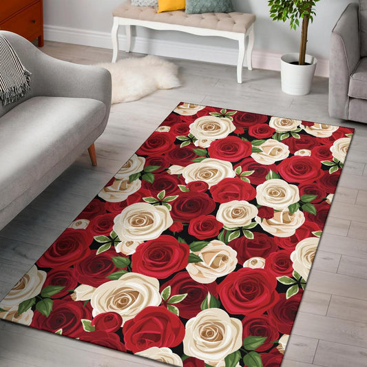 Rose Pattern Print Design RO06 Area Rugs
