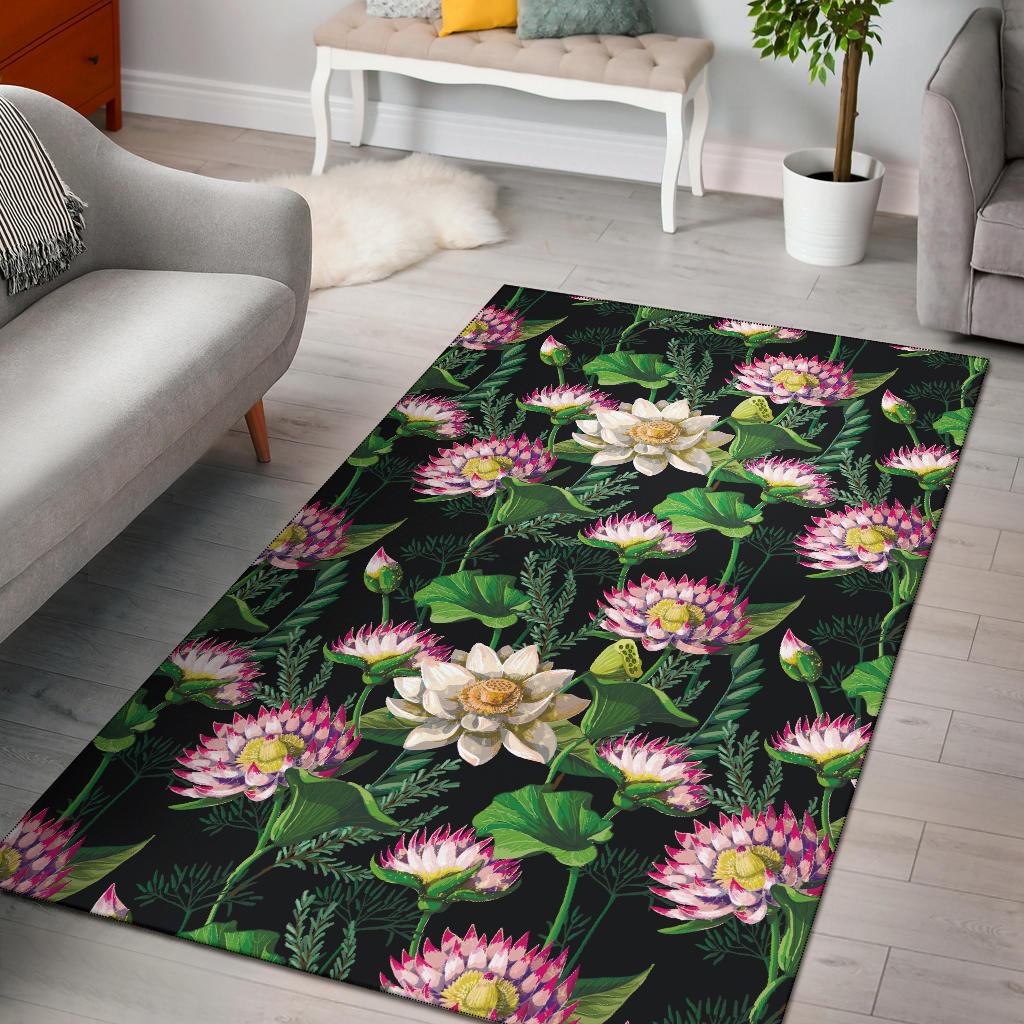 Water Lily Pattern Print Design WL010 Area Rugs