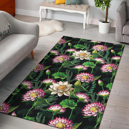 Water Lily Pattern Print Design WL010 Area Rugs
