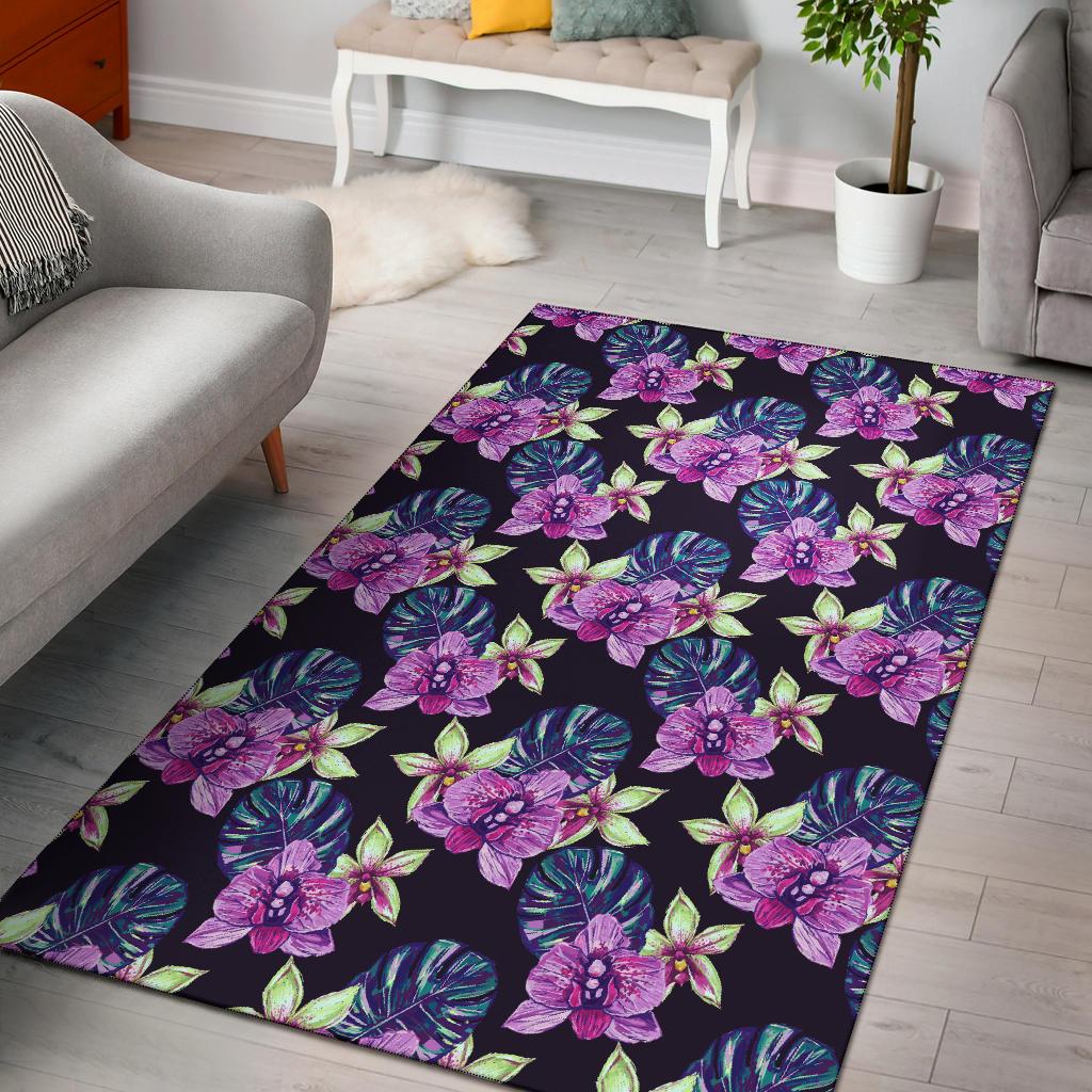 Orchid Pattern Print Design OR010 Area Rugs