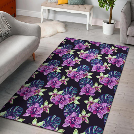 Orchid Pattern Print Design OR010 Area Rugs