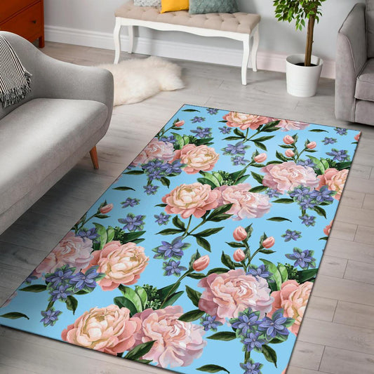 Peony Pattern Print Design PE02 Area Rugs
