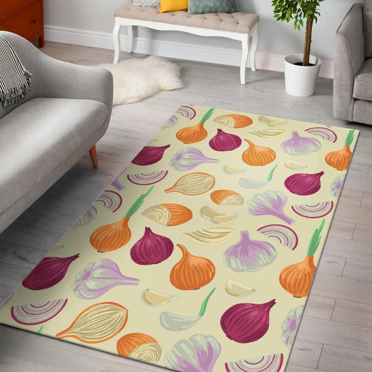 Onion garlic white red pattern Area Rug