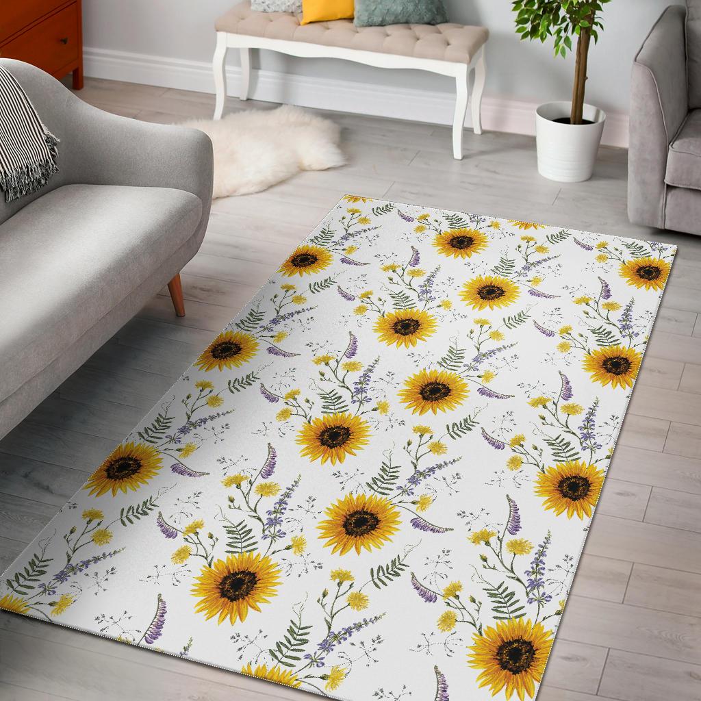 beautiful sunflowers pattern Area Rug