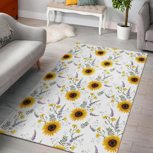 beautiful sunflowers pattern Area Rug