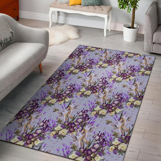 Iris Pattern Print Design IR07 Area Rugs