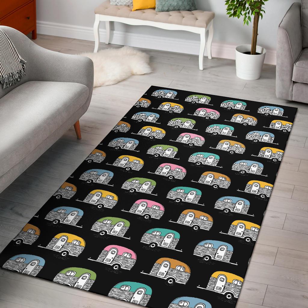 Camper Pattern Camping Themed No 2 Print Area Rugs